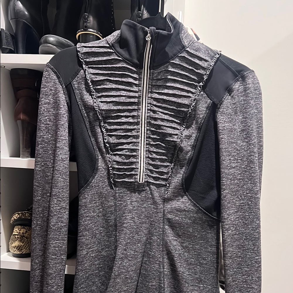 Lululemon Gray Ruffled Zip-Up
